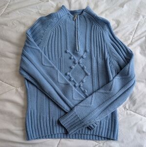 Y2k Sunice Wool Blend  half zip pompom sweater